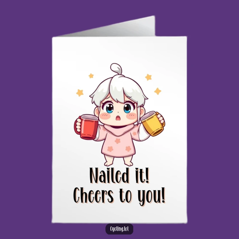 Free Printable Congrats Card: Shocked Mug Juggler Downloadable Greeting