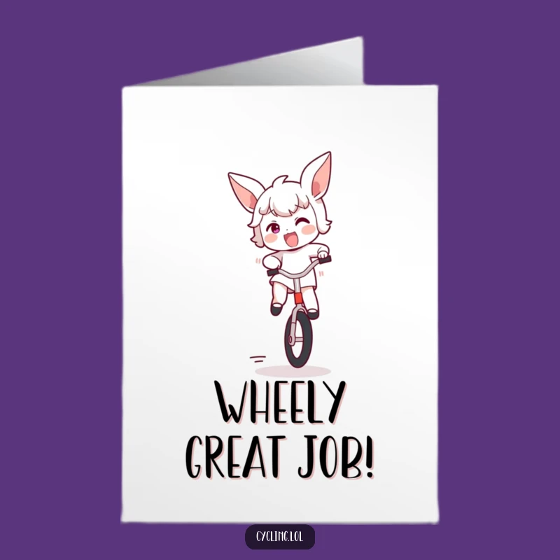 Free Printable Congrats Card: Bouncing Unicyclist Funny Greeting Downloadable Gift