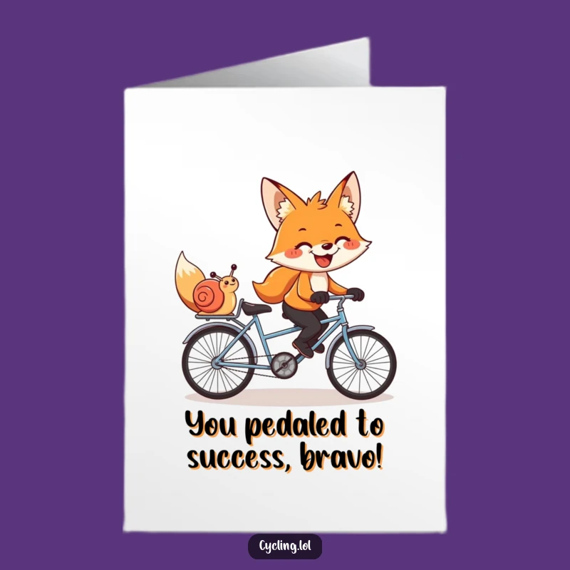 Free Printable Congrats Card: Fox & Snail Tandem Journey, Funny Downloadable Gift for Success