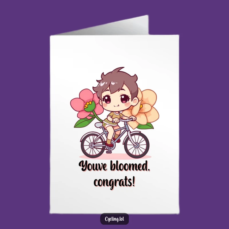 Free Printable Congrats Card: Flower Bike Ride Success Downloadable Gift