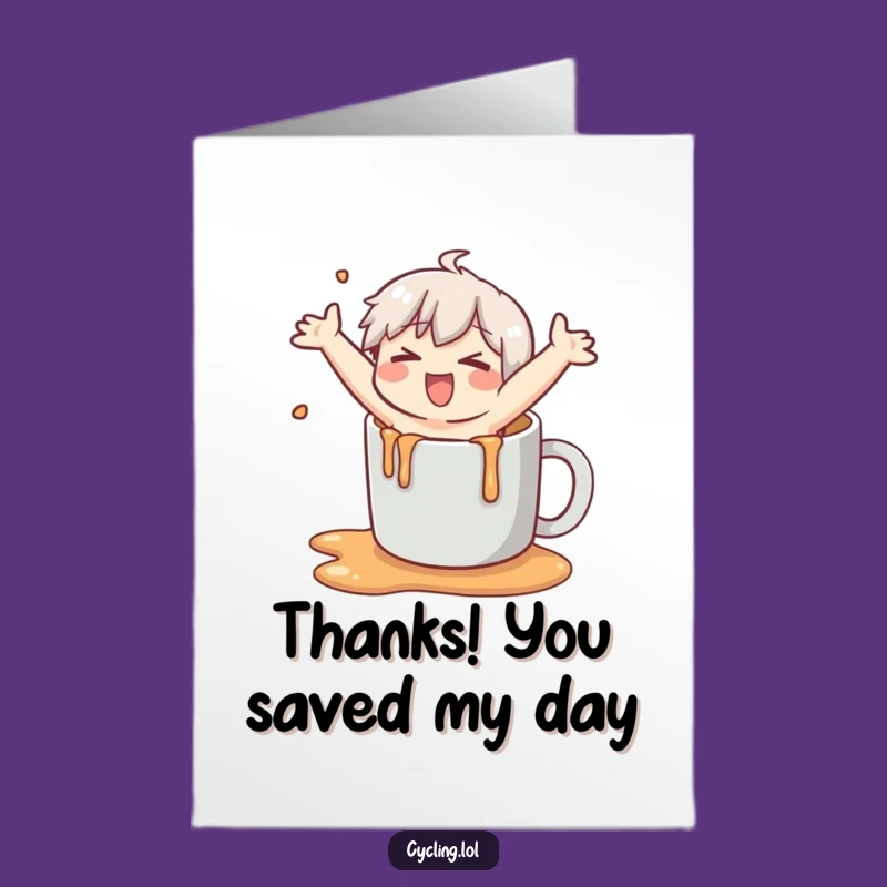 Hilarious Free Printable Thank You Card: Slipping Mug Character for Funny DIY Downloadable Gift