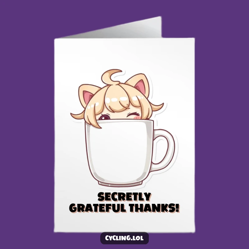 Free Printable Thank You Card: Winking Mug Peeper Downloadable Greeting