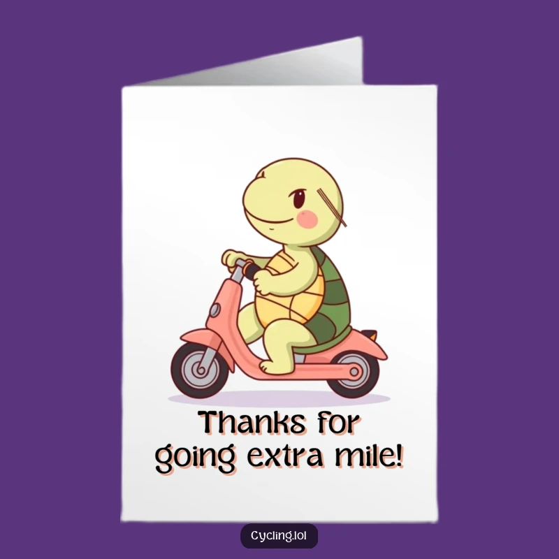 Free Printable Funny Thank You Card: Turtle Scooter Backwards - Hilarious Downloadable Gift