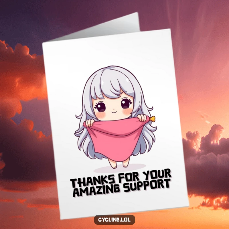 Funny Free Printable Thank You Card with a character imagining a grand fabric design, expressing thanks humorously.