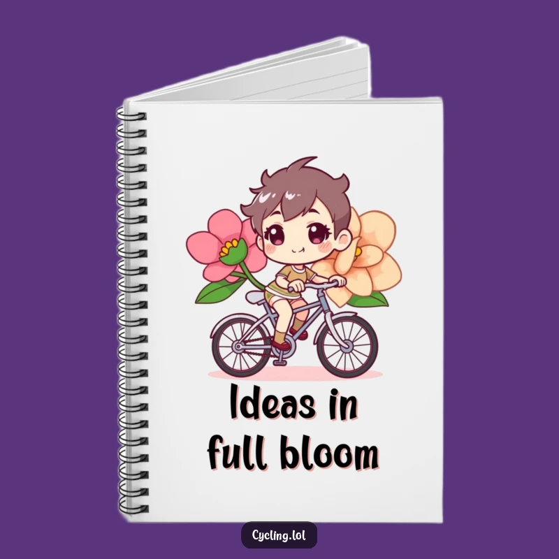 Funny Bicycle Flower Notebook, Determined Journal, Cheerful Thoughts, Floral Diary