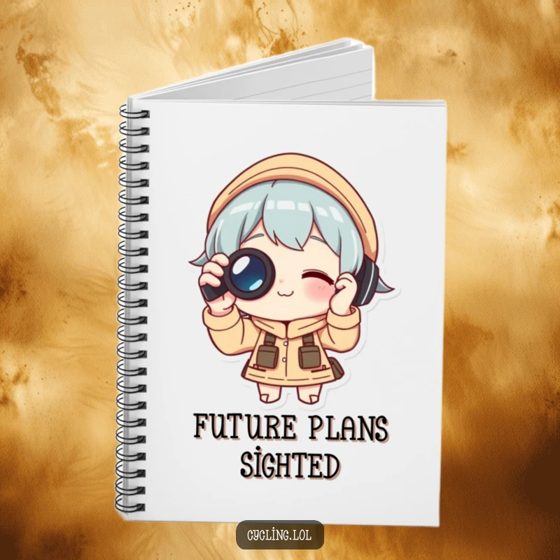 Funny Notebook: Character focused on binoculars, ideal for jotting down expedition notes and humorous observations, a great gift for explorers and planners.