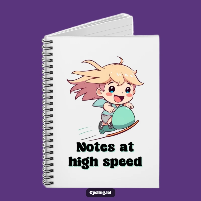 Funny Speed Notebook, Downhill Rider, Happy Smile, Journal for Fast Ideas