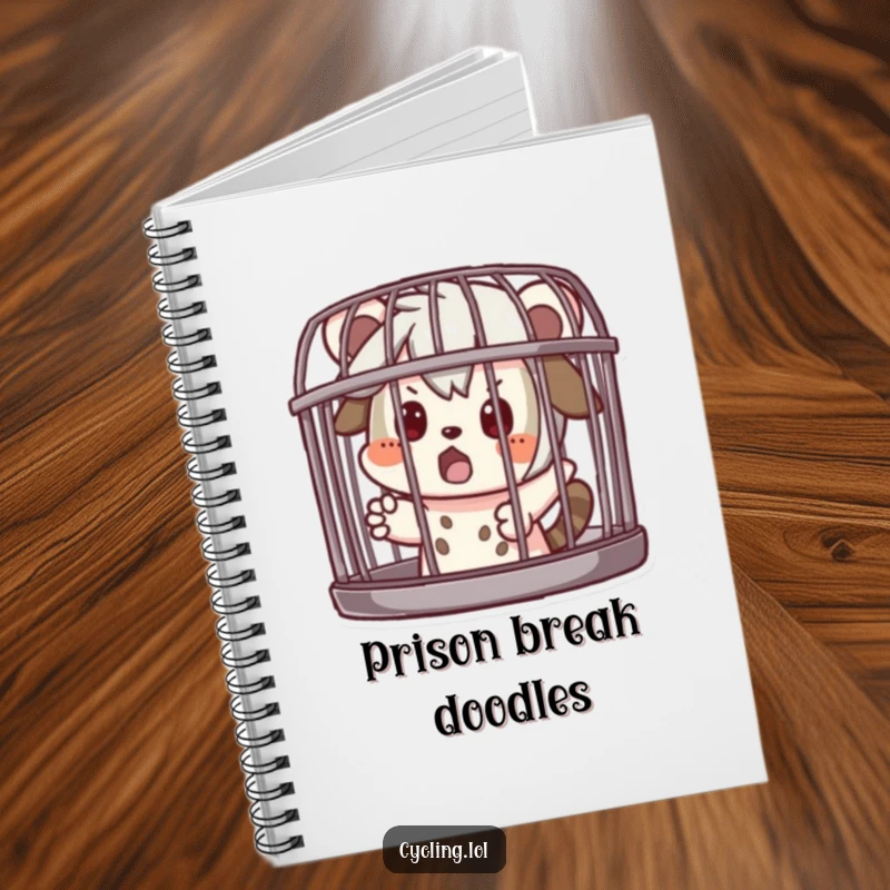 Funny Notebook: Character playfully caged and surprised, ideal for journaling humorous thoughts or sketching funny situations, a great funny gift.