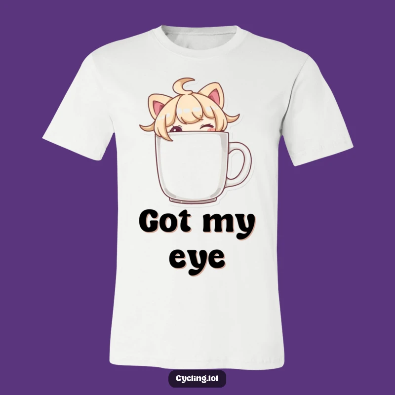 Funny Winking Mug Peeker Tee - Sassy Style for Coffee Lovers!