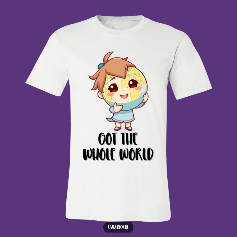 Funny World Presenter T-Shirt: Confident Globe Flourish Tee