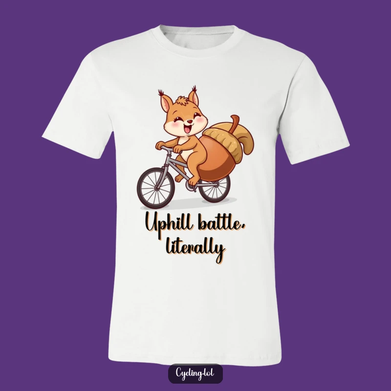 Funny Squirrel Bike Uphill T-Shirt - Comical Struggle Graphic Tee Gift