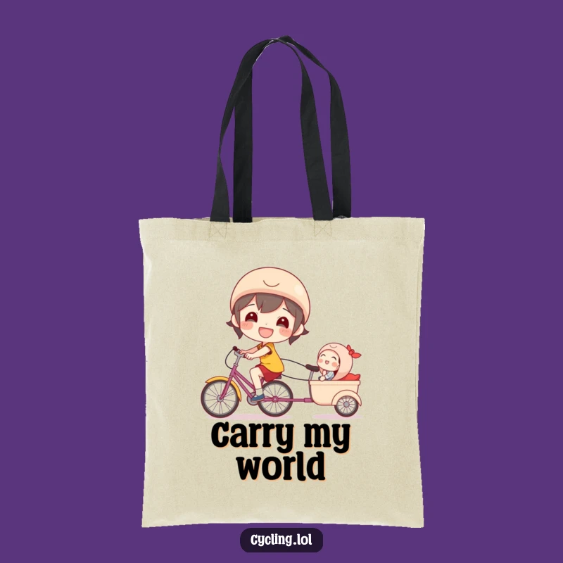Funny Bicycle Tote Bag, Happy Rider, Laughing Passenger, Whimsical Carry-All