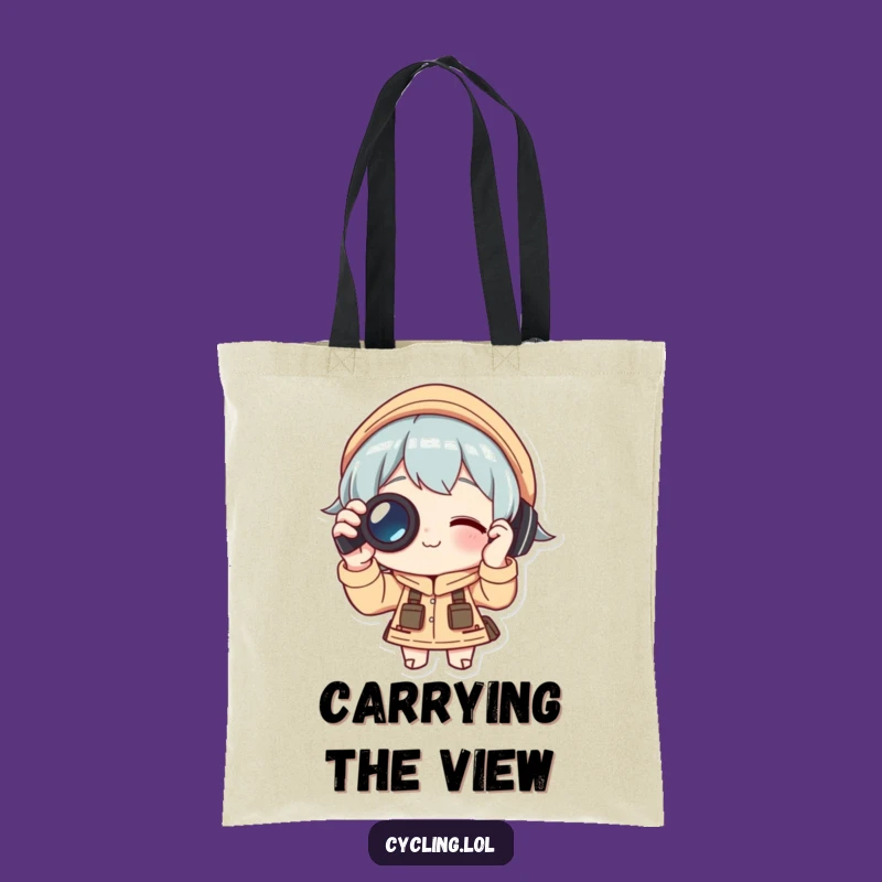 Funny Explorer Tote: Binocular Character Focusing - Stylish and Humorous Carry-all