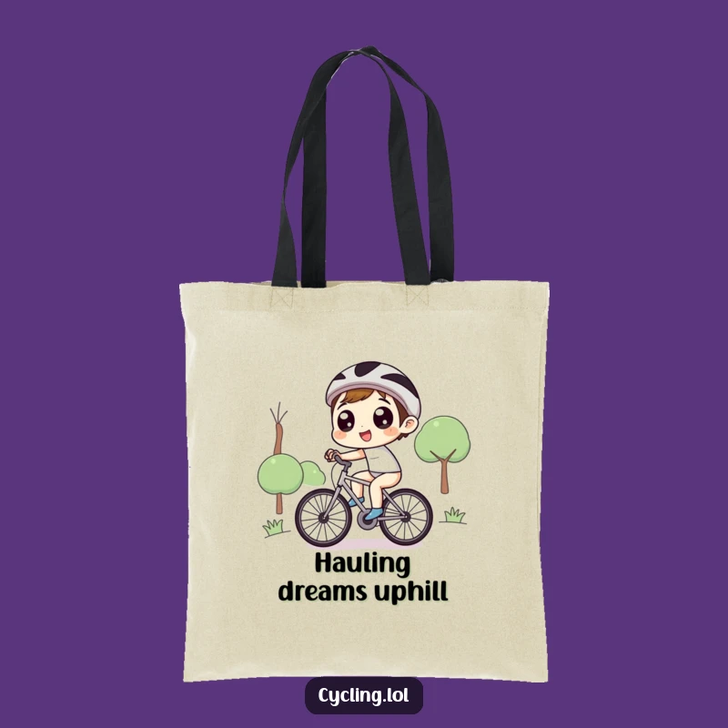 Funny Uphill Cycling Tote Bag - Joyful Character Accessory, Practical Funny Gift