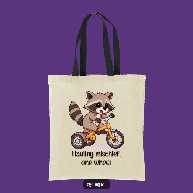 Funny Raccoon Wheelie Tricycle Tote Bag - Carry Your Laughs in Style!